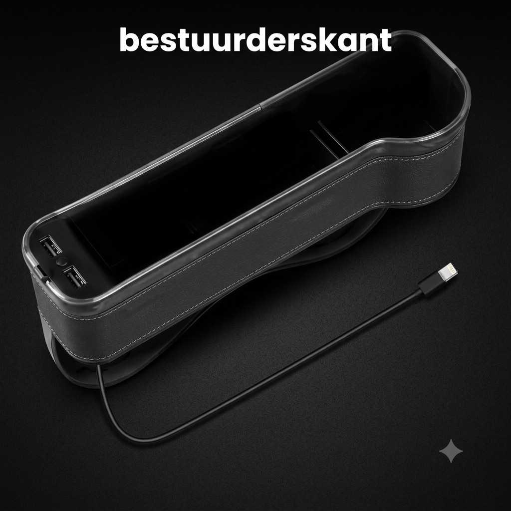 Anti-Verlies Auto Organizer (Met LED & Snellaad-poorten)