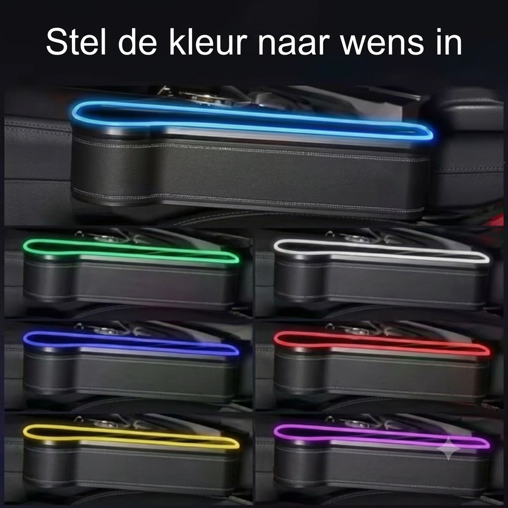 Anti-Verlies Auto Organizer (Met LED & Snellaad-poorten)