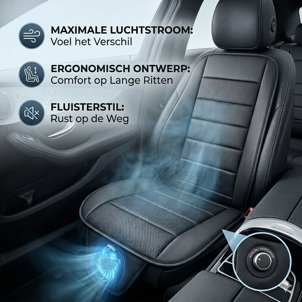 Koelstoelkussen Auto – Nooit Meer Zweten in de Auto 12V Ventilatie