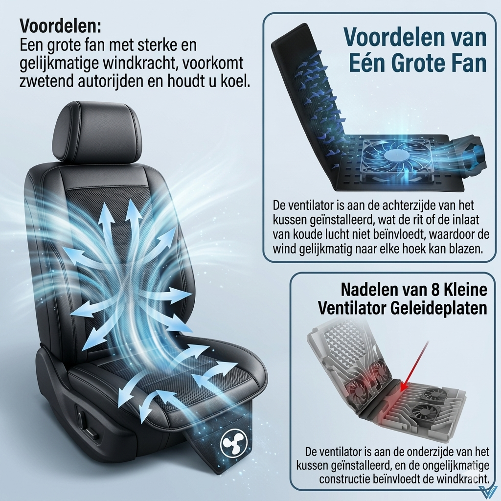 Koelstoelkussen Auto – Nooit Meer Zweten in de Auto 12V Ventilatie