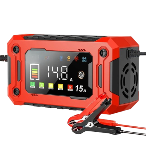 Slimme 12V Acculader 15A  Snel Opladen voor Auto, Motor & Camper